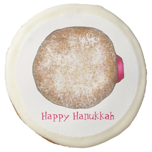 Happy Hanukkah Jelly Donut Doughnut Jewish Holiday Sugar Cookie