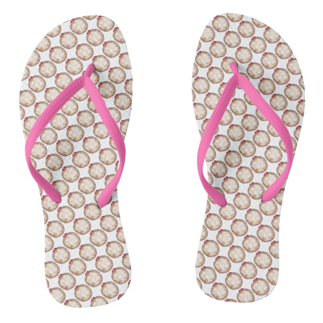Happy Hanukkah Jelly Donut Doughnut Sufganiyot Flip Flops (Footbed)