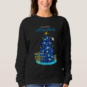 Happy Hanukkah Jewish Chanukah Christmas Tree Sweatshirt