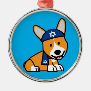 Happy Hanukkah Jewish Corgi Corgis Dog Puppy Metal Ornament
