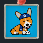 Happy Hanukkah Jewish Corgi Corgis Dog Puppy Metal Ornament<br><div class="desc">I love Hanukkah and Corgi dogs. Corgis are so cute with their short little legs.  That's why I made a Hanukkah Corgi. Thank you for looking at Happy Food designs! Berenice Limon ©. www.zazzle.com/kitteh03* for more designs!</div>