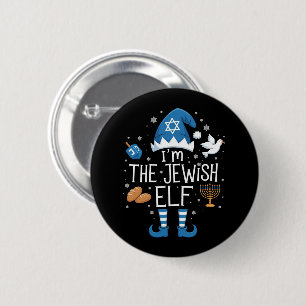 Happy Hanukkah Jewish Elf Family Group Christmas  Button