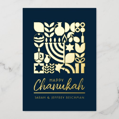 Happy Hanukkah Jewish Greeting Foil Holiday Card