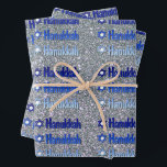 Happy Hanukkah Jewish Holiday Gift Wrapping Paper<br><div class="desc">Happy Hanukkah Jewish Holiday Gift Wrapping Paper Sheets Blue Silver.  No glitter used in design</div>