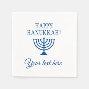 Happy Hanukkah Jewish menorah custom Holiday Napkins