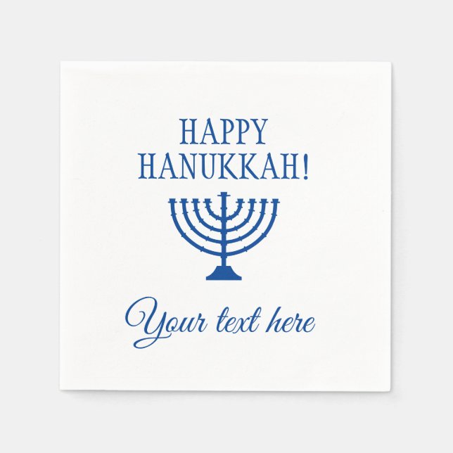 Happy Hanukkah Jewish menorah custom Holiday Napkins (Front)