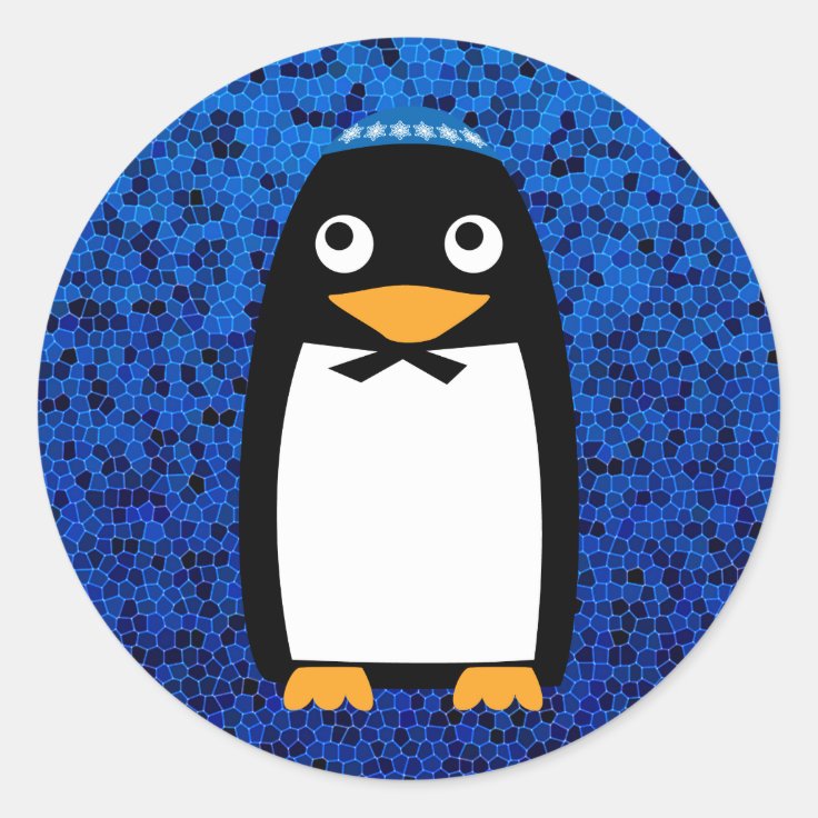 Happy Hanukkah Jewish Penguin Yarmulke Classic Round Sticker | Zazzle