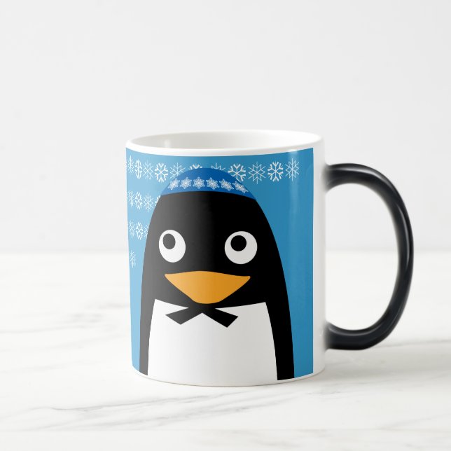 Happy Hanukkah Jewish Penguin Yarmulke Color Morph Mug (Right)