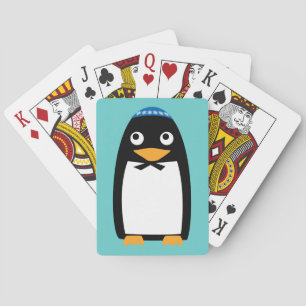 Happy Hanukkah Jewish Penguin Yarmulke Poker Cards