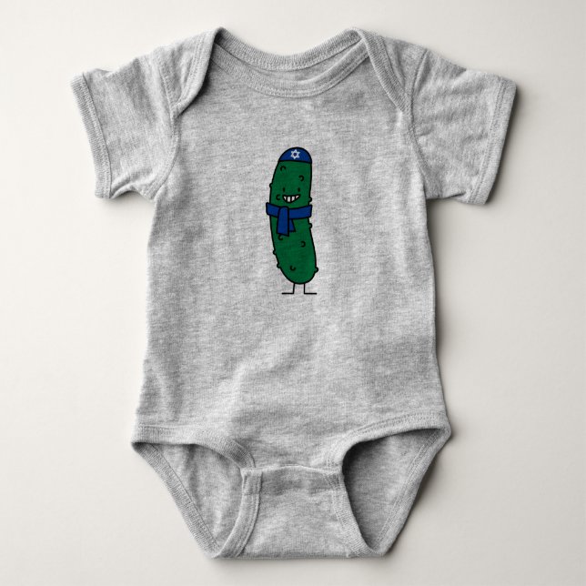 Happy Hanukkah Jewish Pickle Pickles Baby Bodysuit (Front)