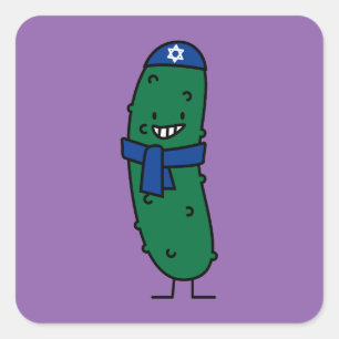 Happy Hanukkah Jewish Pickle Pickles Square Sticker