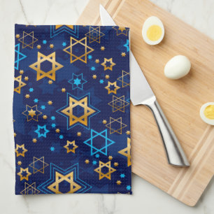 Happy Hanukkah Jewish Star Menorah Blue Kitchen To Towel