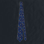 Happy Hanukkah Jewish Star Menorah Blue Neck Tie<br><div class="desc">Happy Hanukkah, Menorah, dreidel, Jewish star, pattern, tie.</div>