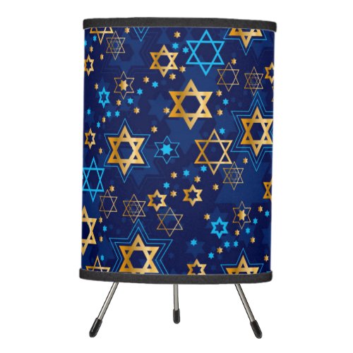 Happy Hanukkah Jewish Star Menorah Blue Tripod Lam Tripod Lamp