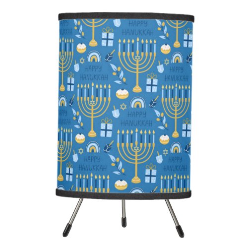 Happy Hanukkah Jewish Star Menorah Blue Tripod Lam Tripod Lamp