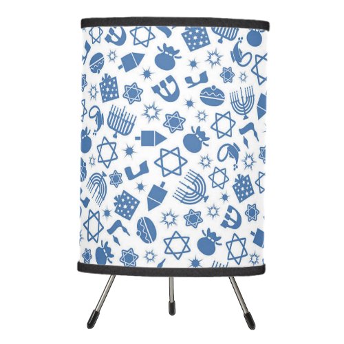 Happy Hanukkah Jewish Star Menorah Blue  Tripod Lamp