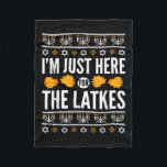 Happy Hanukkah Just Here For Latkes Hebrew Jewish Fleece Blanket<br><div class="desc">Happy Hanukkah Just Here For Latkes Hebrew Jewish Holiday</div>