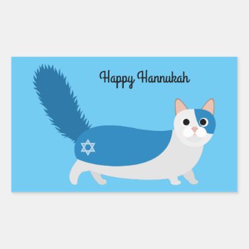 Happy Hanukkah Kitty Cat Rectangular Sticker by foreverpets at Zazzle