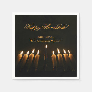 Happy Hanukkah Lamp Menorah Light Candles Chanukah Napkins