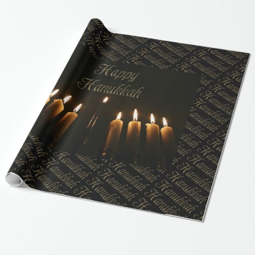 Happy Hanukkah Lamp Menorah Lights Candle Chanukah Wrapping Paper
