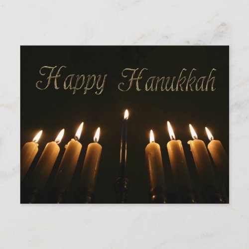 Happy Hanukkah Lamp Menorah Lights Candles Holiday Postcard