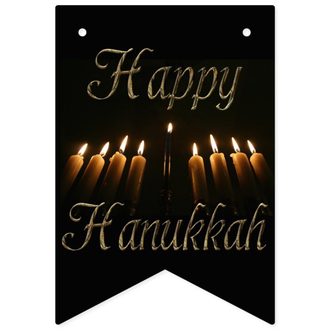 Happy Hanukkah Lamp Menorah Lights Candles Party Bunting Flags (First Flag)