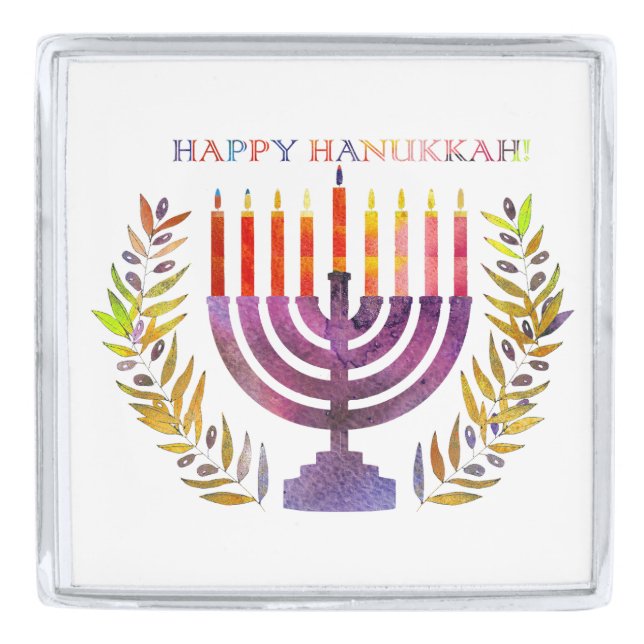 Happy Hanukkah Lapel Pin (Front)