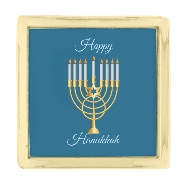 Happy Hanukkah Lapel Pin By Ties & Cuffs (Front)