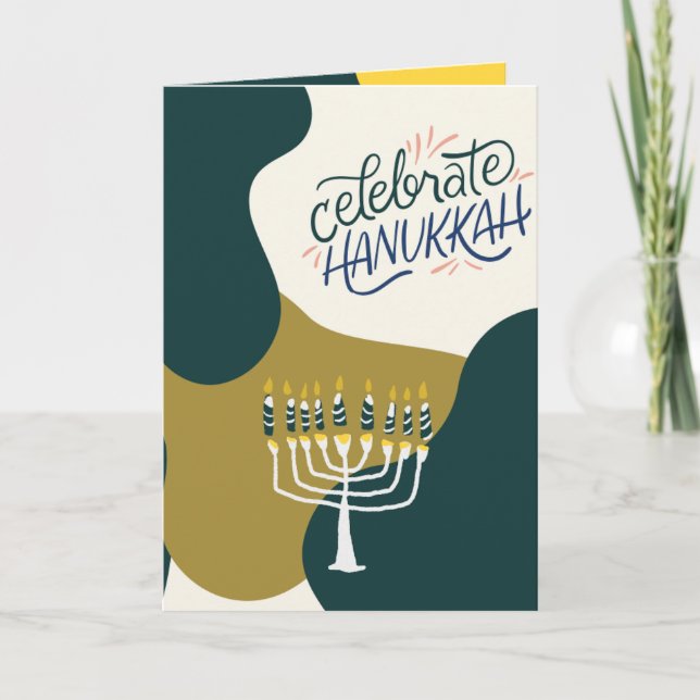 Happy Hanukkah! Letterpress Thank You Card (Front)