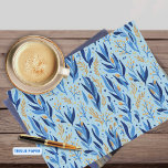 Happy Hanukkah Light Blue Floral Tissue Paper<br><div class="desc">Check out this cute floral pattern with blue leaves and yellow flowers on a light blue background. This pattern was carefully crafted,  and painted by hand. You will find the same pattern on Hanukkah's wrapping paper on a navy blue background.  Check the Hanukkah collection for coordinating items.</div>