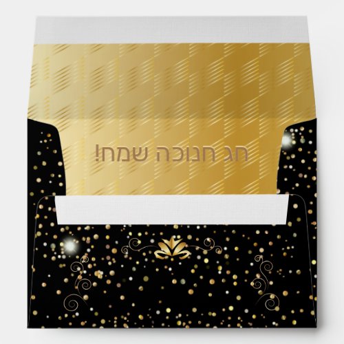 Happy Hanukkah Lights Festival Gold Luxury Decor Envelope