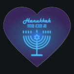 Happy Hanukkah Lights Jewish Holiday Navy Hebrew Heart Sticker<br><div class="desc">Happy Hanukkah Beautiful Jewish Holiday Design with Hebrew lettering. Jewish Holiday Hanukkah background with traditional Chanukah symbols - Gold Menorah, Hanukkiah Candelabrum and Candles, wooden dreidels (spinning top), donuts, star of David and glowing lights wallpaper pattern. Hanukkah Festival Decoration. Jerusalem, Israel. Crafts & Party Supplies > Gift Wrapping Supplies >...</div>