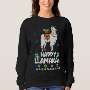 Happy Hanukkah Llama Happy Llamakah Squad Cute Al Sweatshirt
