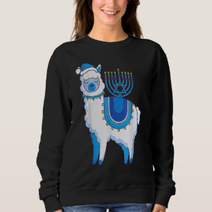 Happy Hanukkah Llamakkah Llama Menorah Alpaca Jewi Sweatshirt