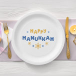 "Happy Hanukkah" Love and Light Paper Plates<br><div class="desc">Festive personalized Hanukkah design.</div>