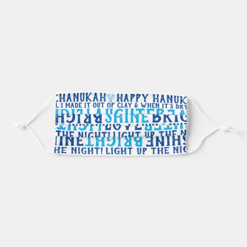 HAPPY HANUKKAH Love Light Laughter Typography Adult Cloth Face Mask