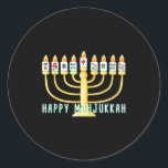Happy Hanukkah Mahjong Menorah Mahjukkah Chanukkah Classic Round Sticker<br><div class="desc">Happy Hanukkah Mahjong Menorah Mahjukkah Chanukkah Jewi-shirt</div>