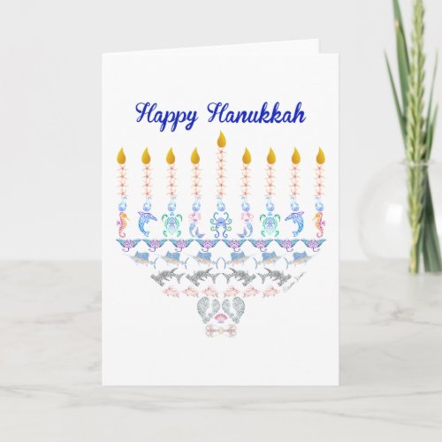Happy Hanukkah Marine Menorah Holiday Card