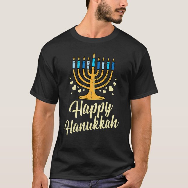 Happy Hanukkah Menorah 1 T-Shirt (Front)