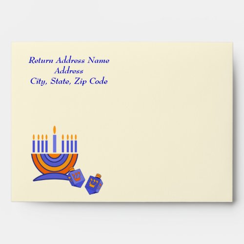 Happy Hanukkah Menorah and Dreidels Envelope