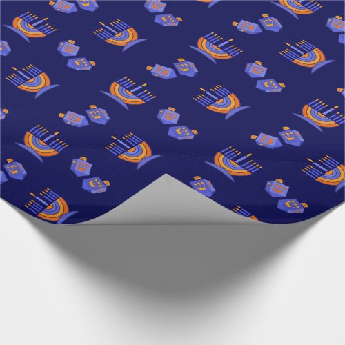 Happy Hanukkah Menorah and Dreidels Gift Wrapping Paper