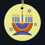 Happy Hanukkah! Menorah and Dreidels Ornaments<br><div class="desc">Happy Hanukkah! Menorah and Dreidels Design Hanukkah Gift Ornaments. Matching cards and gifts available in the Jewish Holidays / Hanukkah Category of our store.</div>