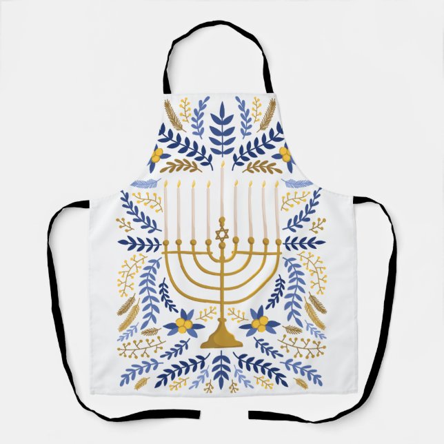 Happy Hanukkah Menorah Apron (Front)