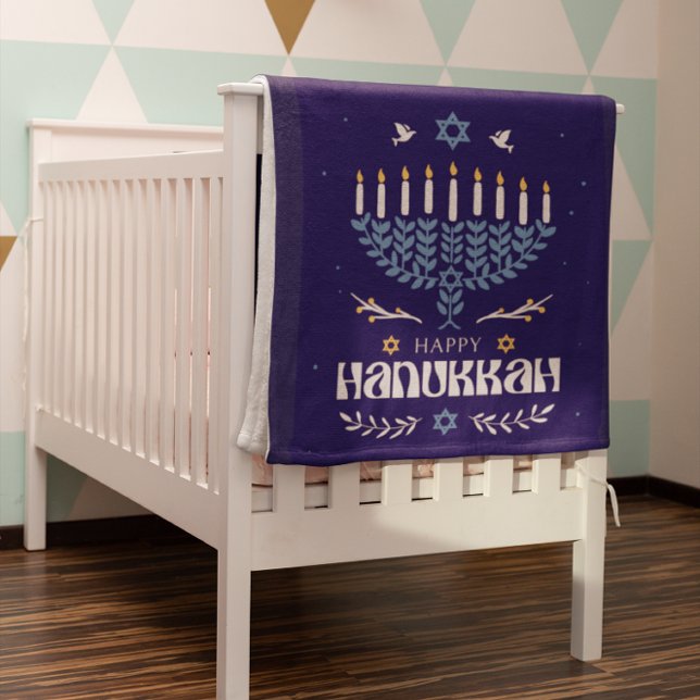 Happy Hanukkah Menorah Baby Blanket (Creator Uploaded)