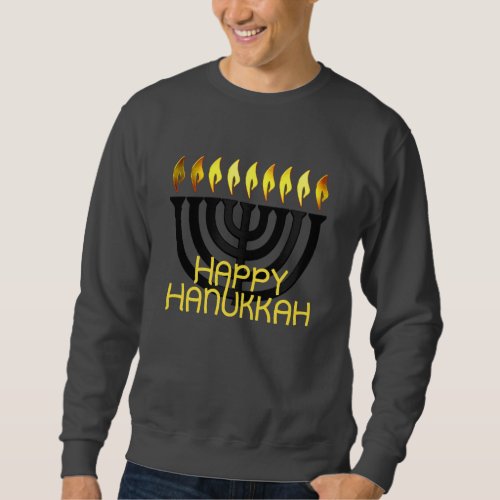 Happy Hanukkah Menorah Black Sweatshirt