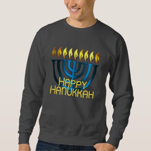 Happy Hanukkah Menorah Blue Sweatshirt