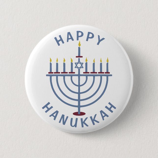 Happy Hanukkah Menorah Button (Front)