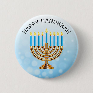 Happy Hanukkah Menorah Button
