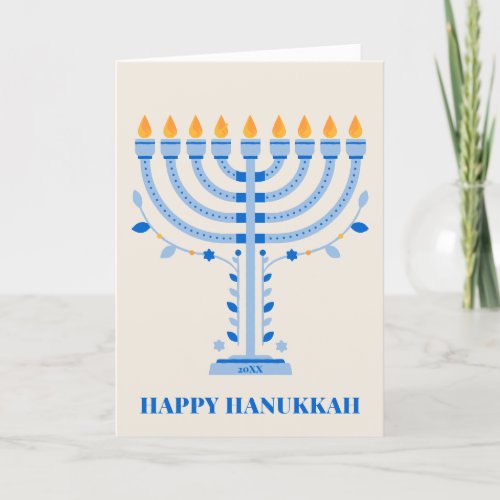 Happy Hanukkah menorah Candles Photo Script  Holiday Card