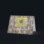 Happy Hanukkah Menorah Card<br><div class="desc">Happy Hanukkah Menorah card with wood and snowflakes background.</div>
